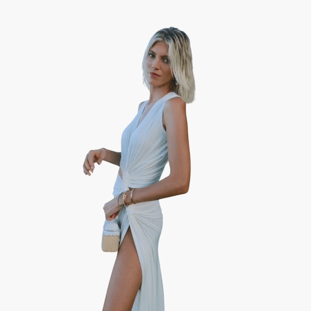 Robe d'été femme Découpes, Décolleté en V, Fente latérale