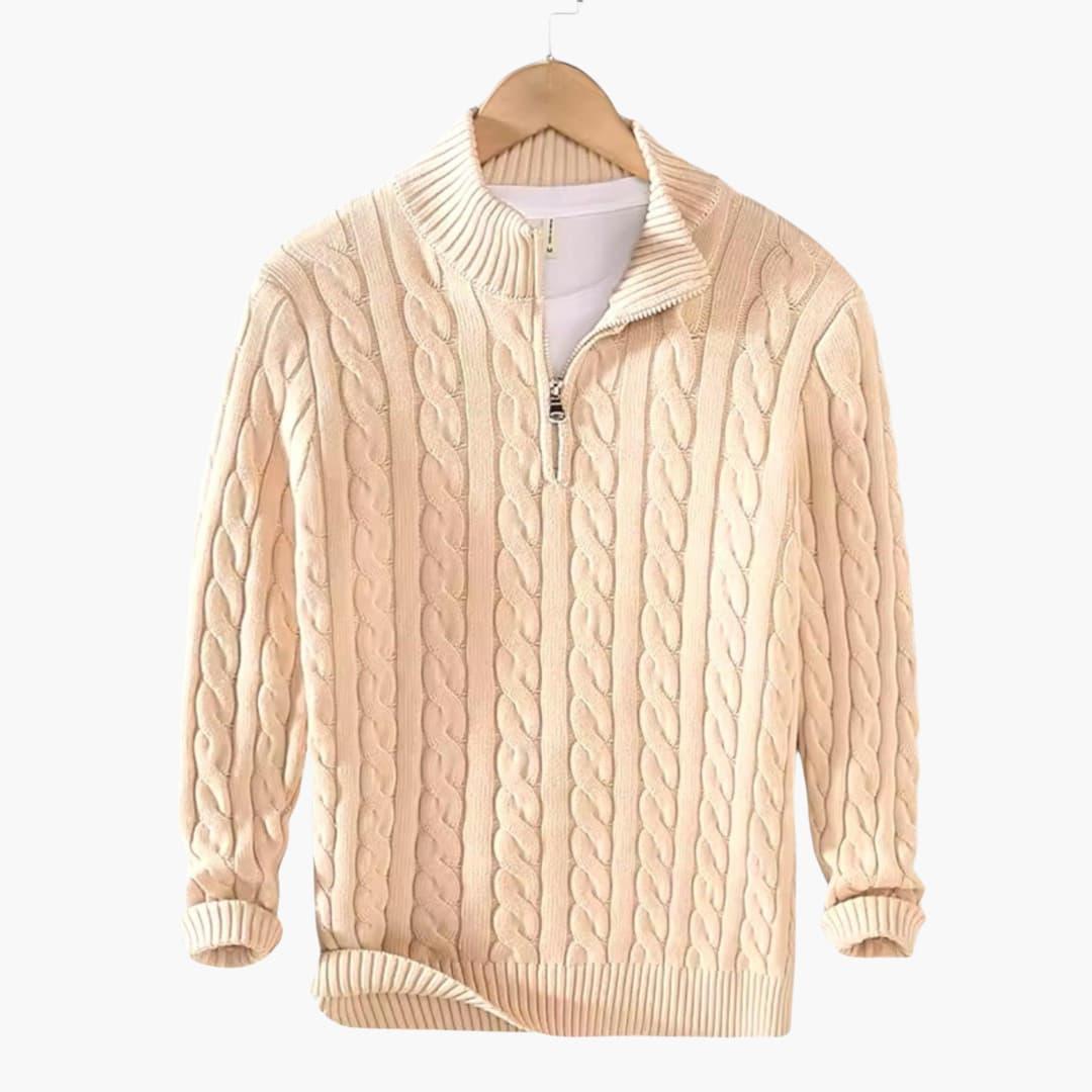 Pull Homme avec Demi-Zip et Ourlet Côtelé