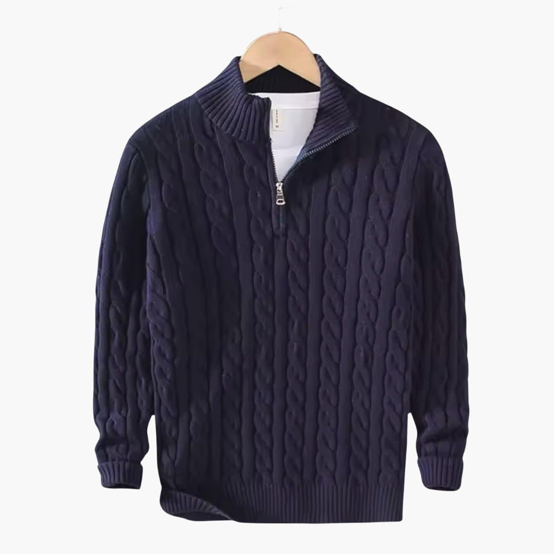 Pull Homme avec Demi-Zip et Ourlet Côtelé