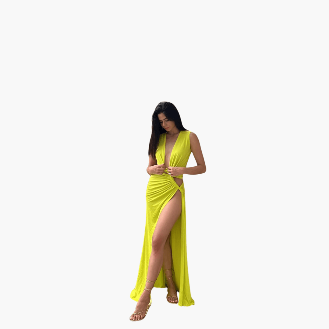 Robe d'été femme Découpes, Décolleté en V, Fente latérale
