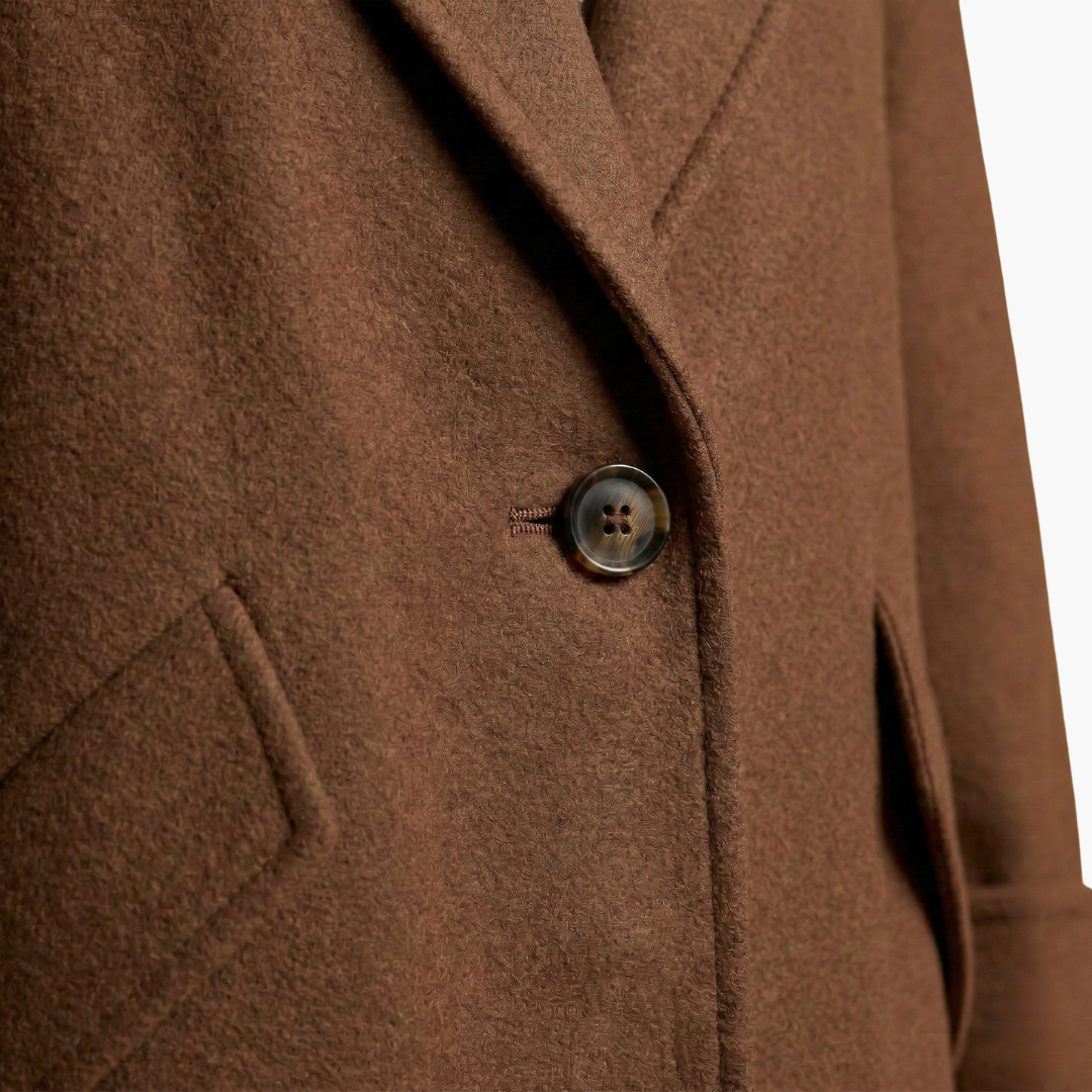 Manteau long pour femme avec col à revers et fermeture à boutons