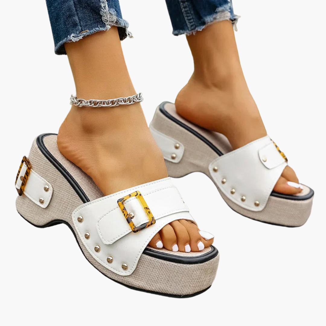 Dame Sandaler med Flad Platform, Rem og Tekstureret Sål