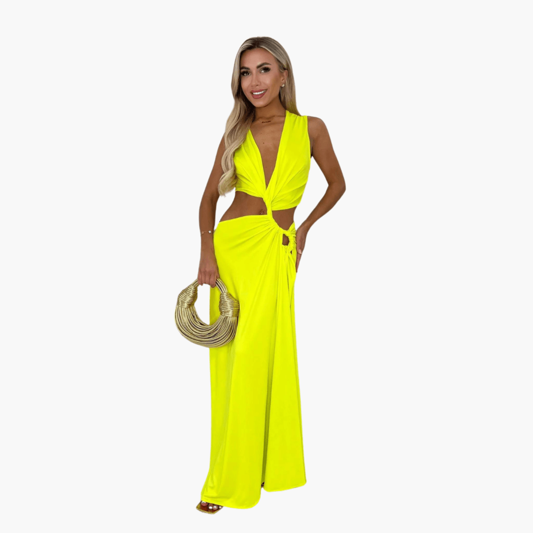 Robe d'été femme Découpes, Décolleté en V, Fente latérale