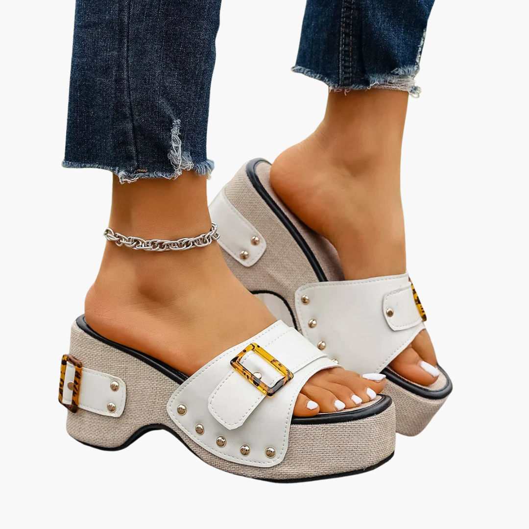 Dame Sandaler med Flad Platform, Rem og Tekstureret Sål