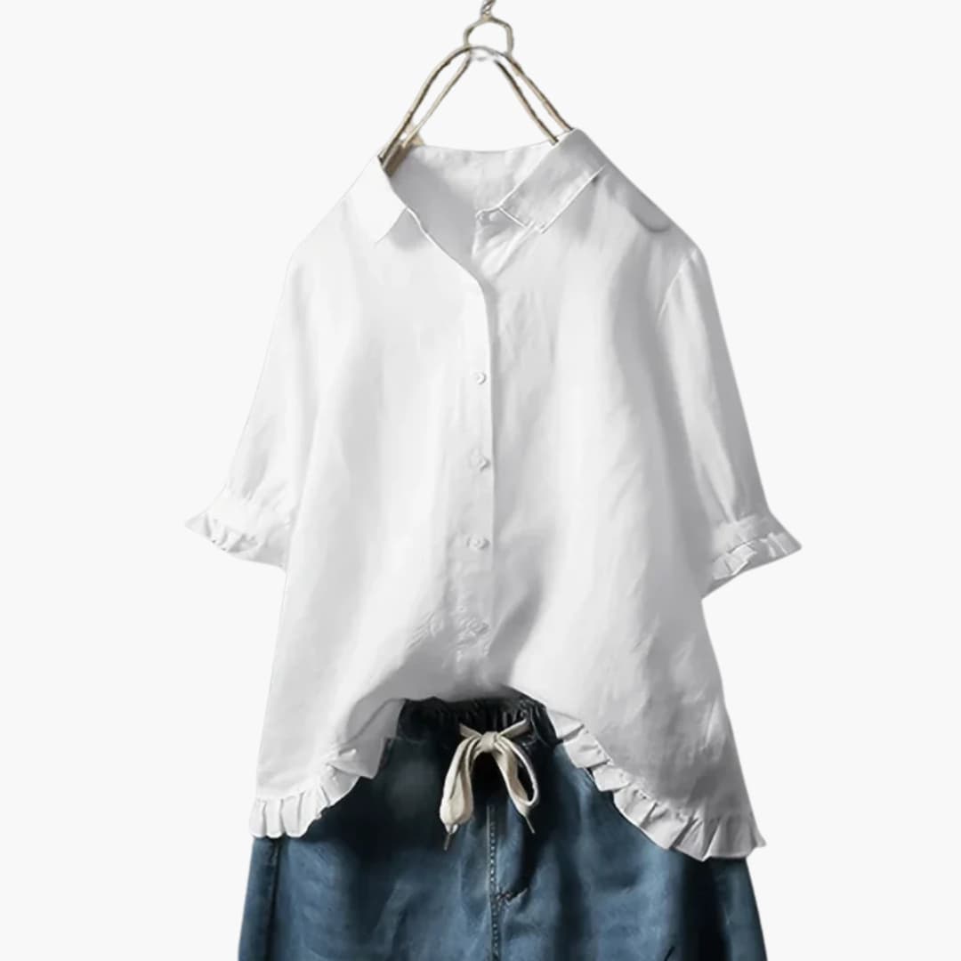 Damesblouse met kraag en knopen aan de voorkant