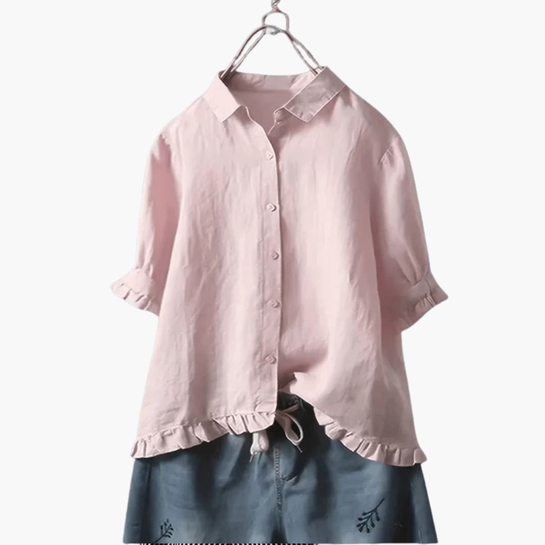 Damesblouse met kraag en knopen aan de voorkant