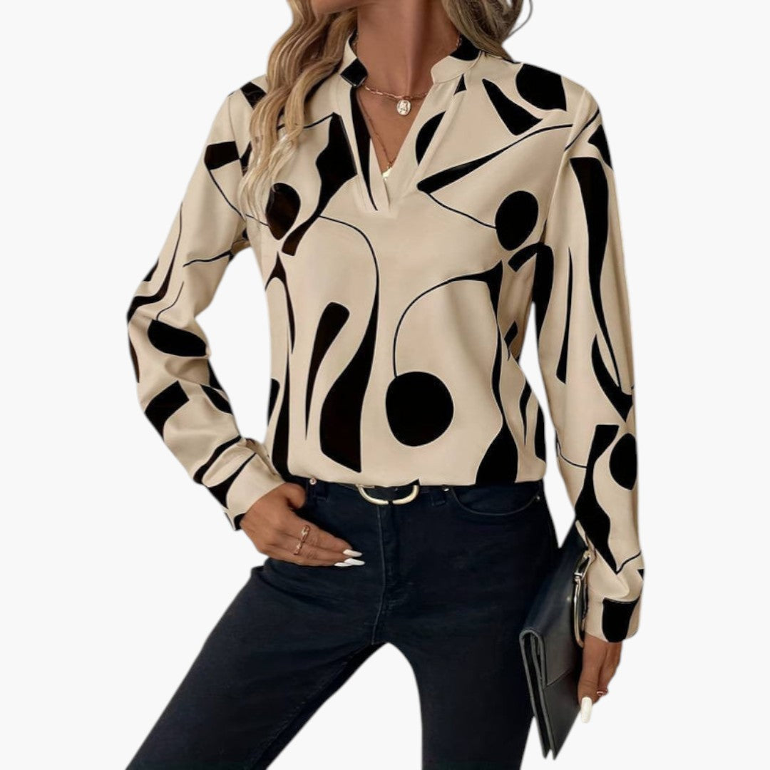 Blouse femme àvec encolure en V et manches longues