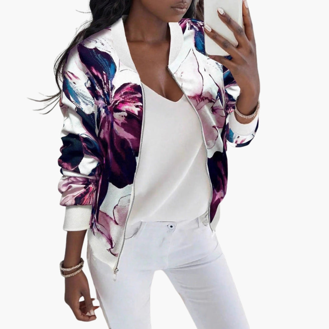 Damen Bomberjacke mit Blumenmuster