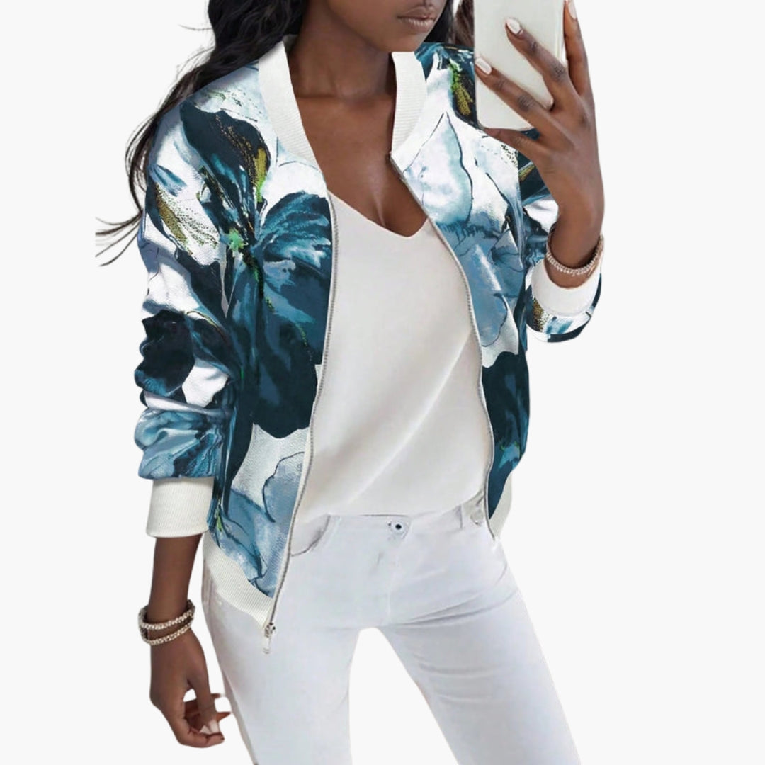 Damen Bomberjacke mit Blumenmuster