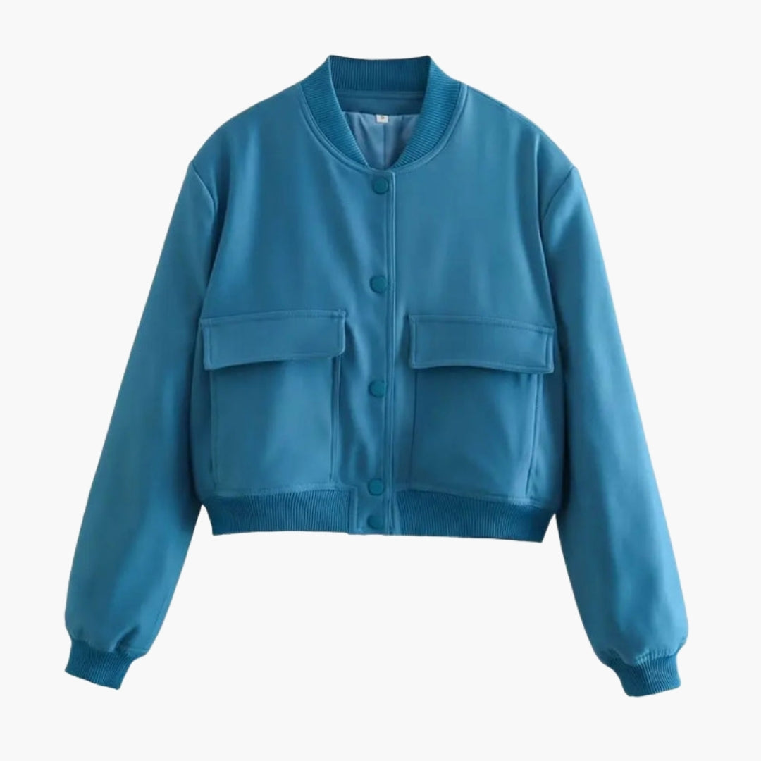 Cazadora Bomber Mujer con Grandes Bolsillos con Solapa