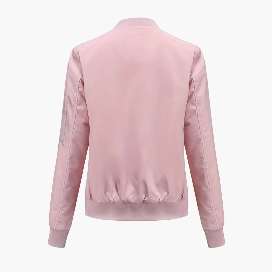 Blouson Bomber Damen Baseballkragen mit Reißverschlusstaschen