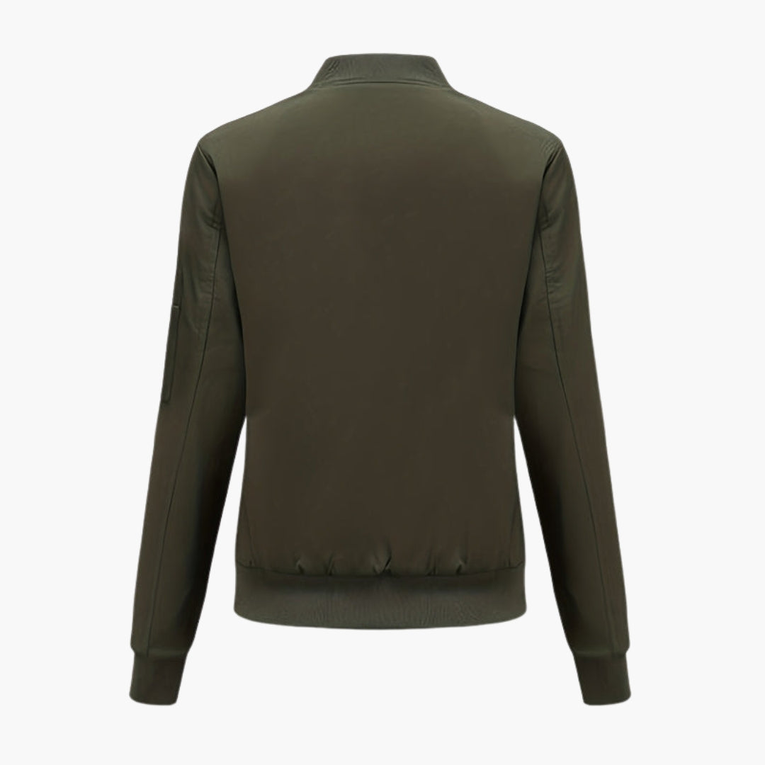 Blouson Bomber Damen Baseballkragen mit Reißverschlusstaschen