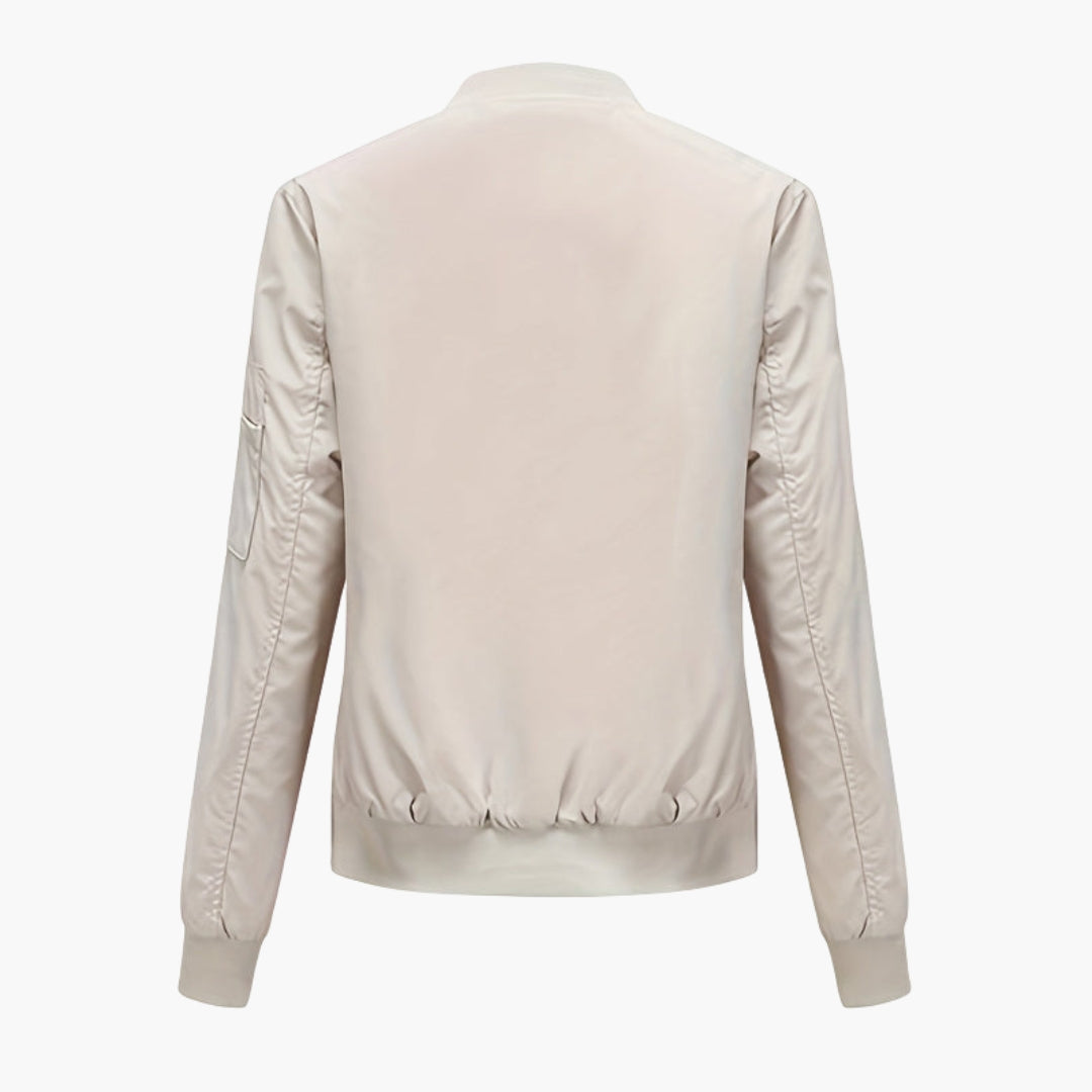 Blouson Bomber Damen Baseballkragen mit Reißverschlusstaschen