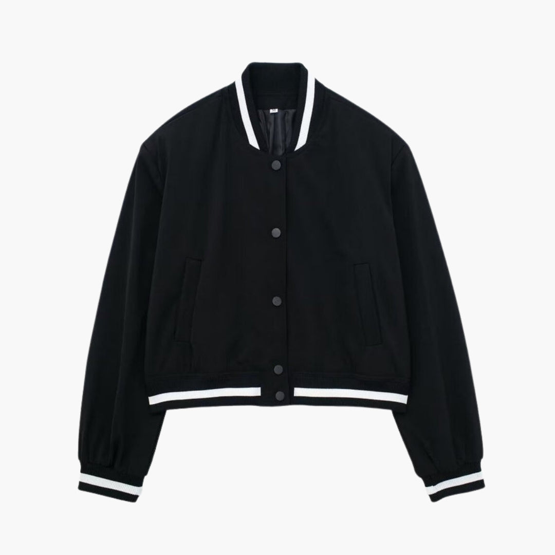 Blouson Bombers Femme Fermeture à Poignets Côtelés Rayés