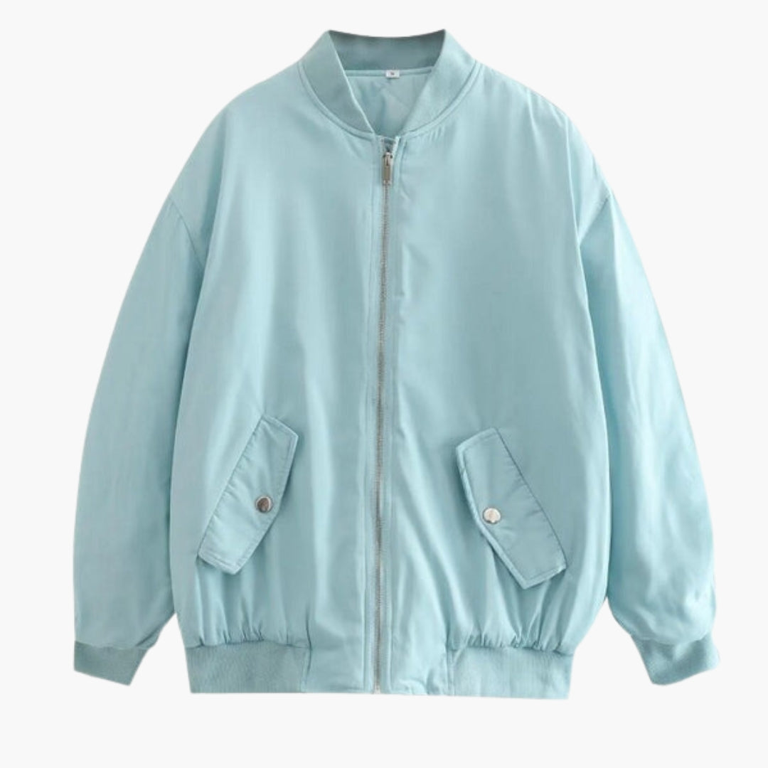 Blusón bomber para mujer oversize con cierre de cremallera