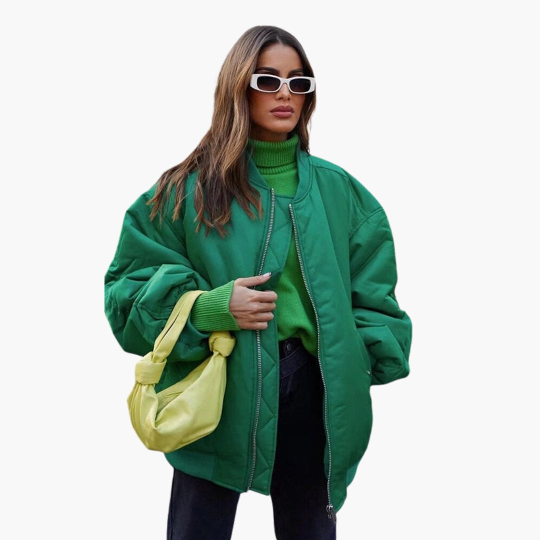 Blusón bomber para mujer oversize con cierre de cremallera