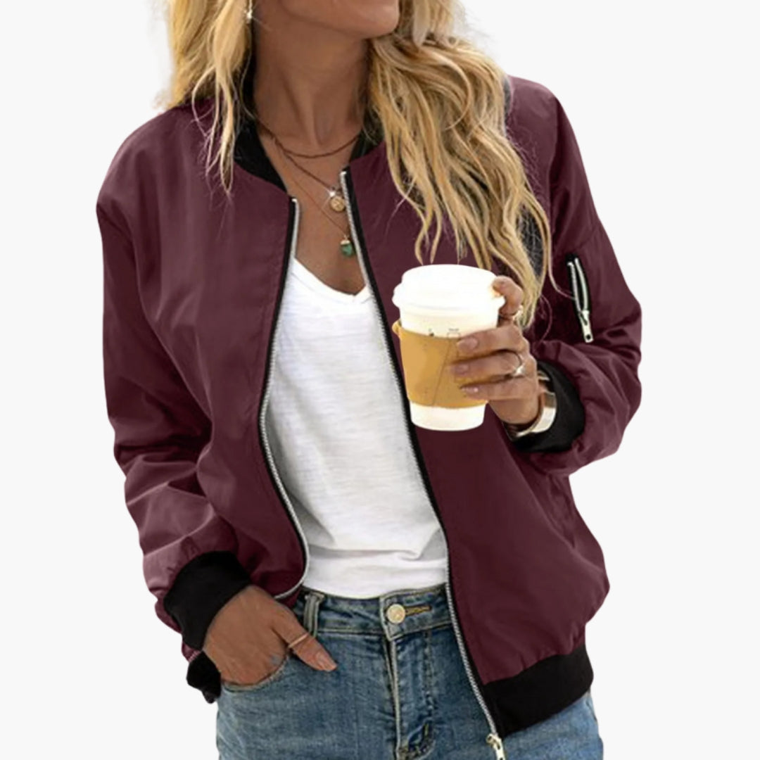 Blouson Bombers Femme avec Poignets Élastiques