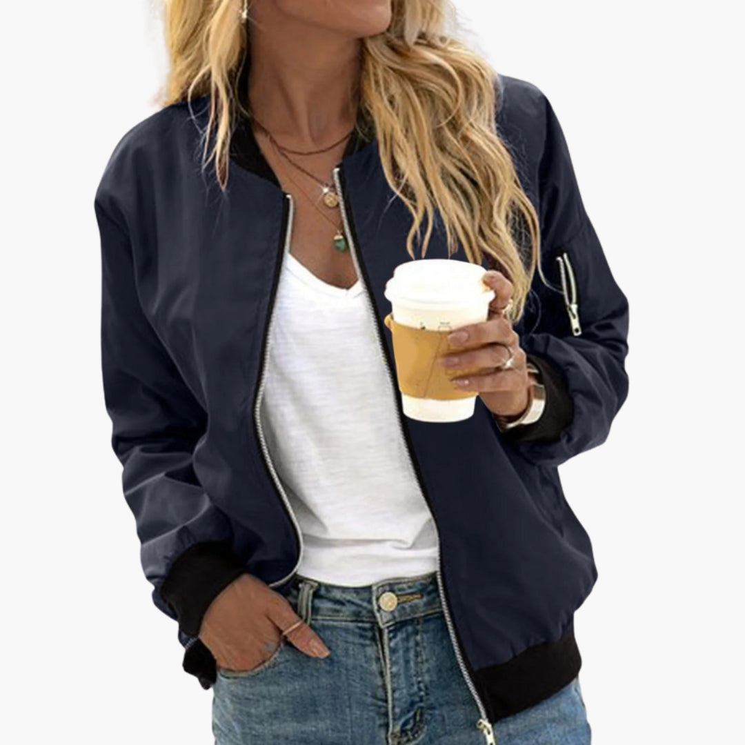 Blouson Bombers Femme avec Poignets Élastiques