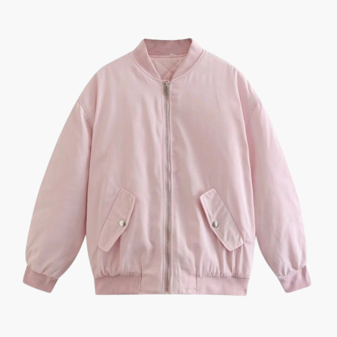 Blouson bombers i store størrelser til kvinder med ribstrikkede manchetter