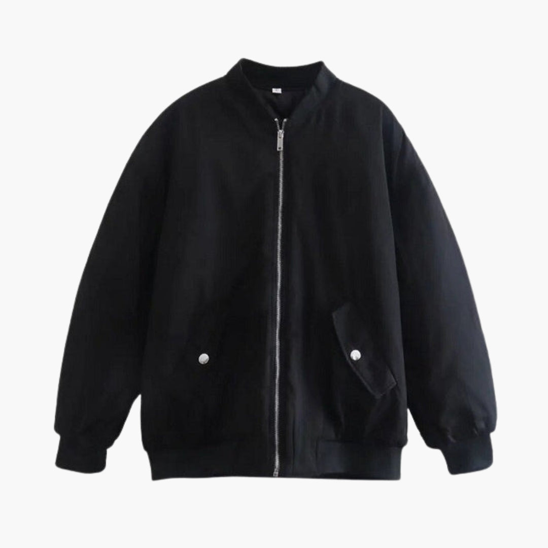 Blouson bombers i store størrelser til kvinder med ribstrikkede manchetter