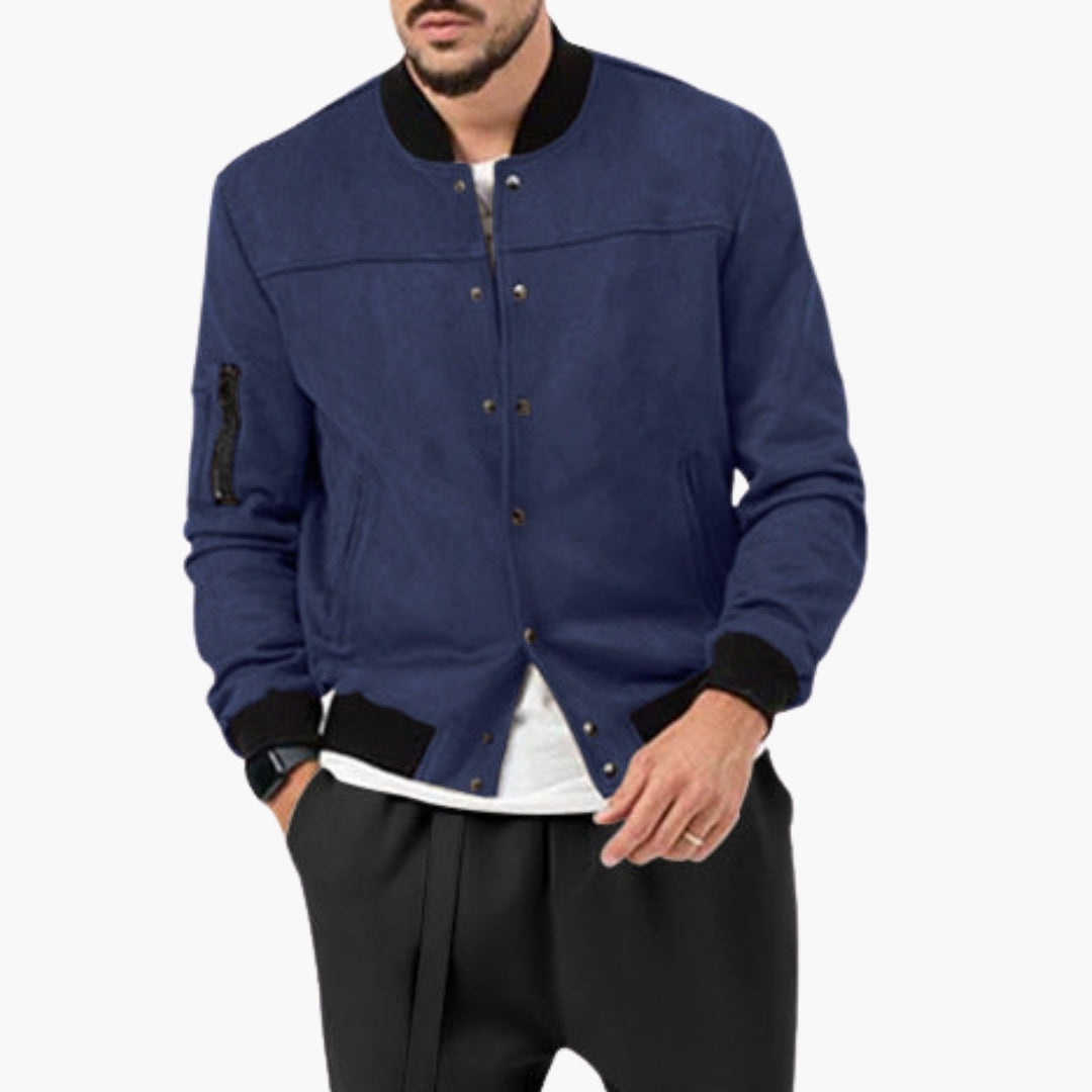 Men's Bomber Jacket with Elastic Cuffs