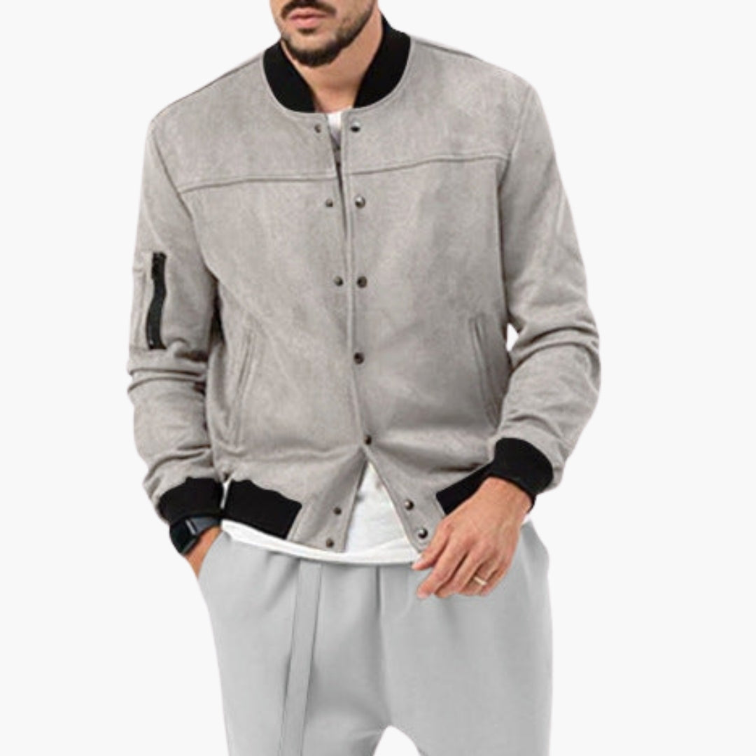 Men's Bomber Jacket with Elastic Cuffs