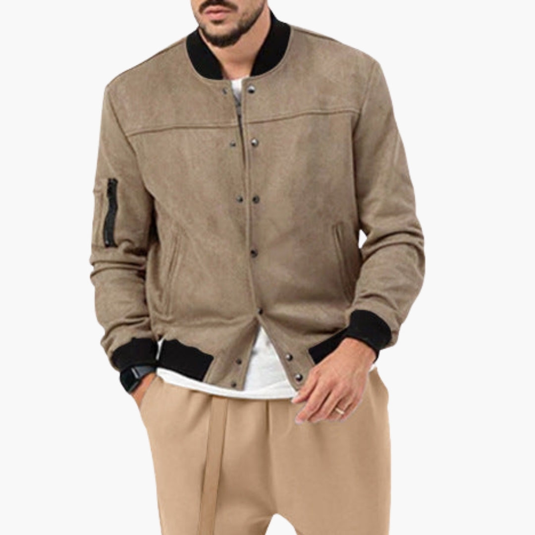 Men's Bomber Jacket with Elastic Cuffs