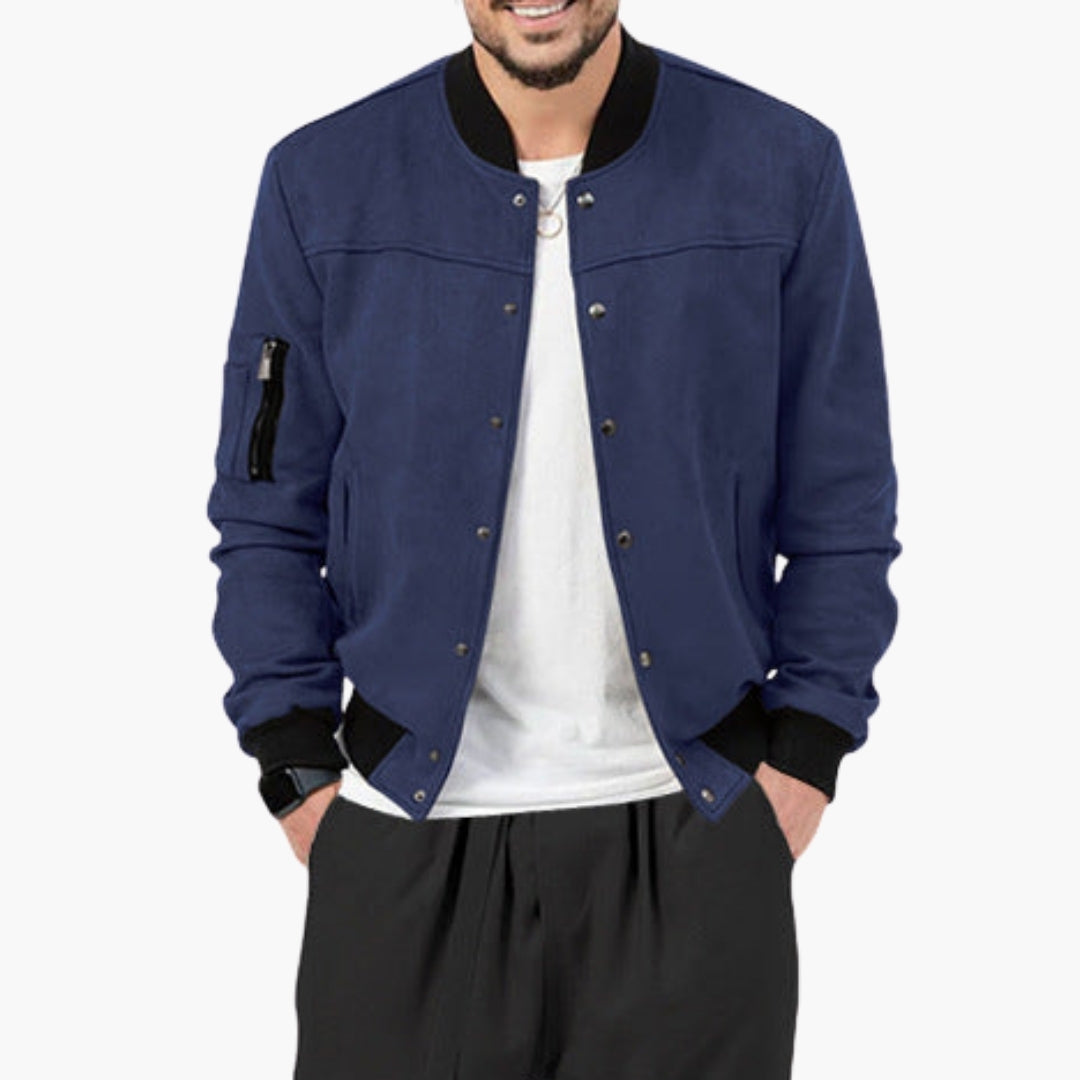 Men's Bomber Jacket with Elastic Cuffs