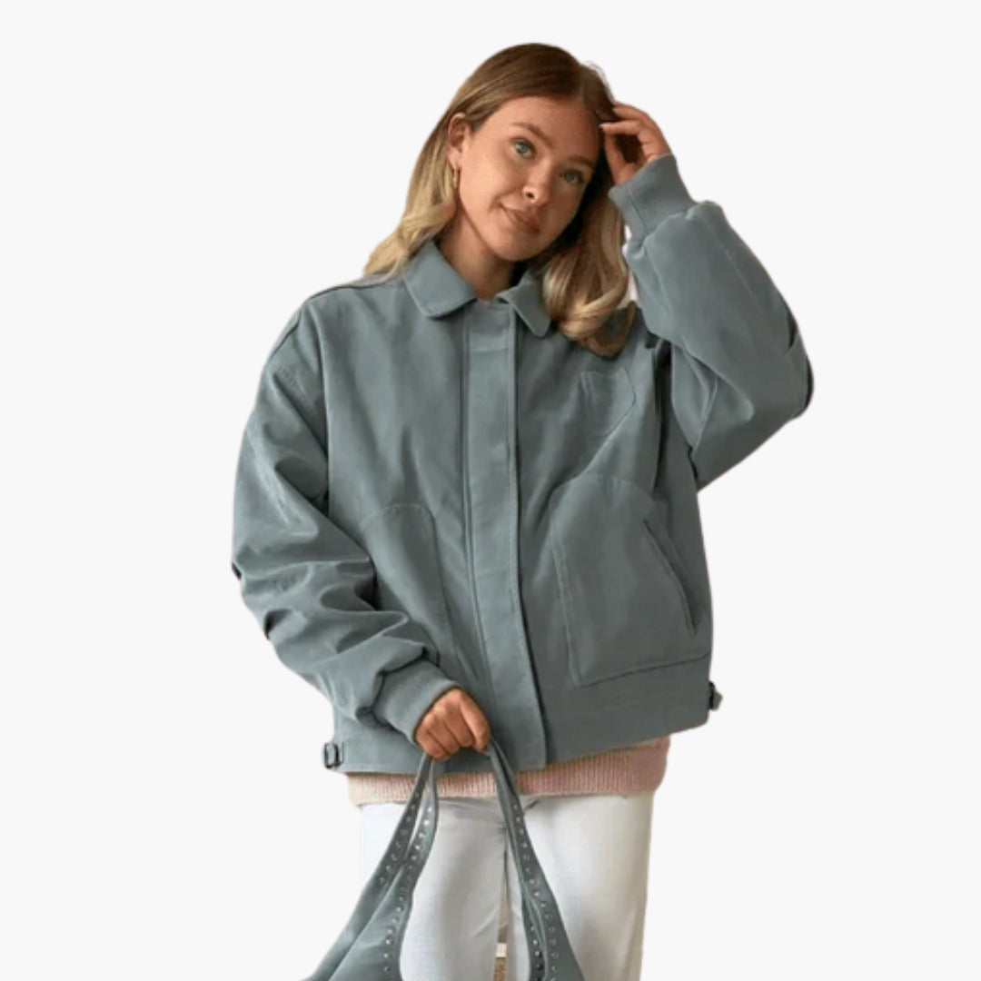 Cazadora bomber mujer con cuello de solapa