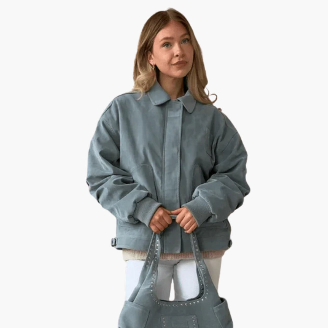 Cazadora bomber mujer con cuello de solapa