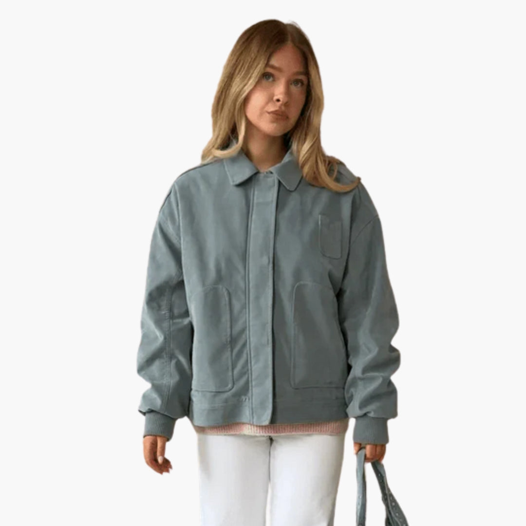 Cazadora bomber mujer con cuello de solapa