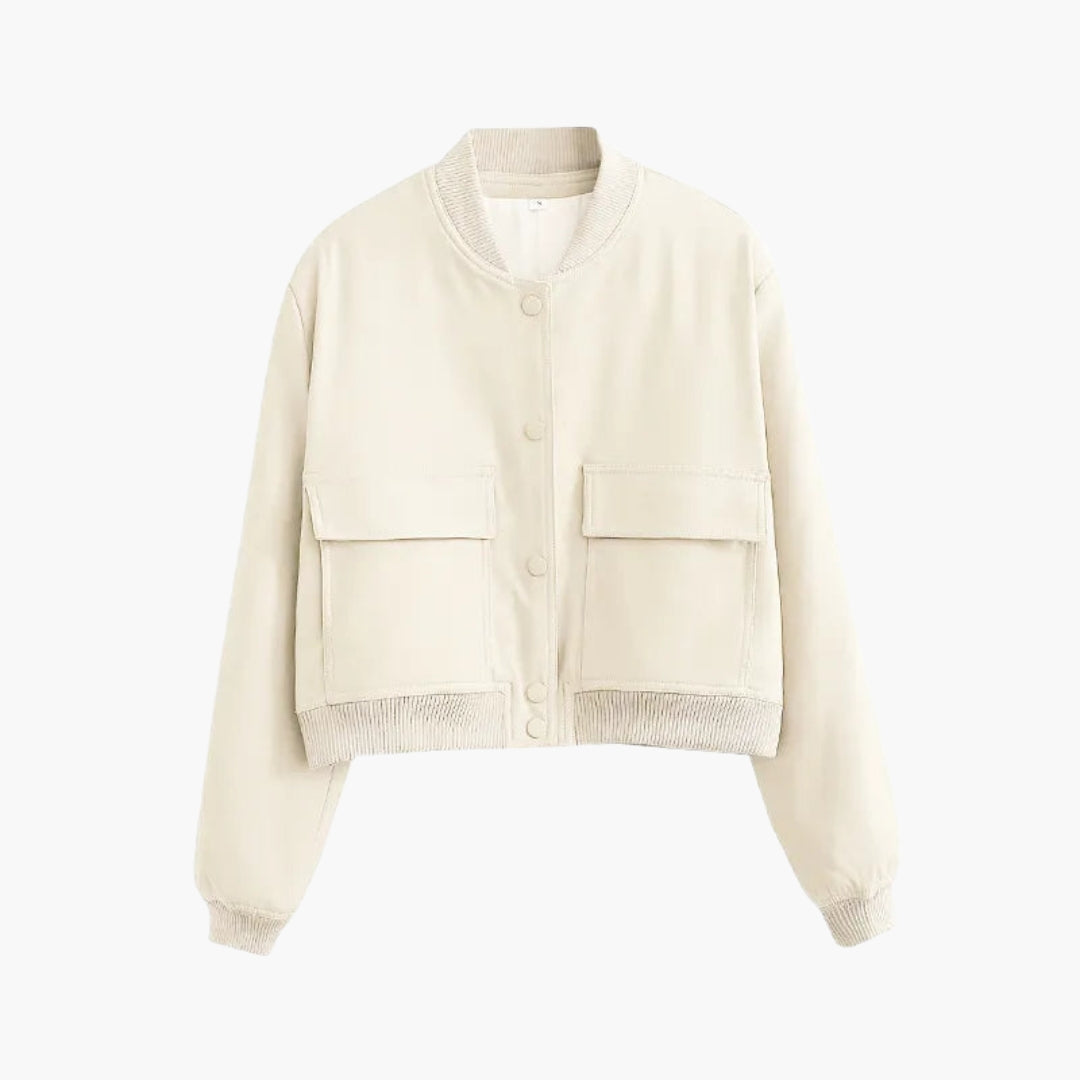 Blouson bomber femme avec fermeture à boutons pression