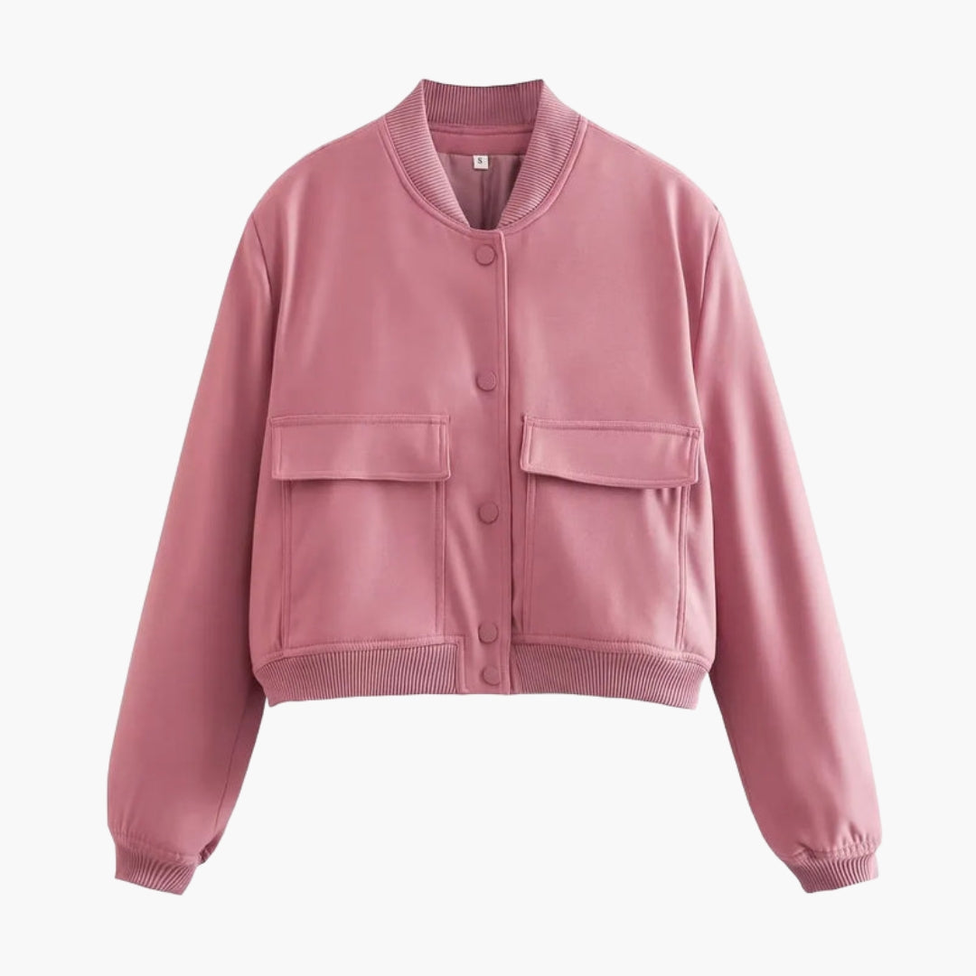 Blouson bomber femme avec fermeture à boutons pression