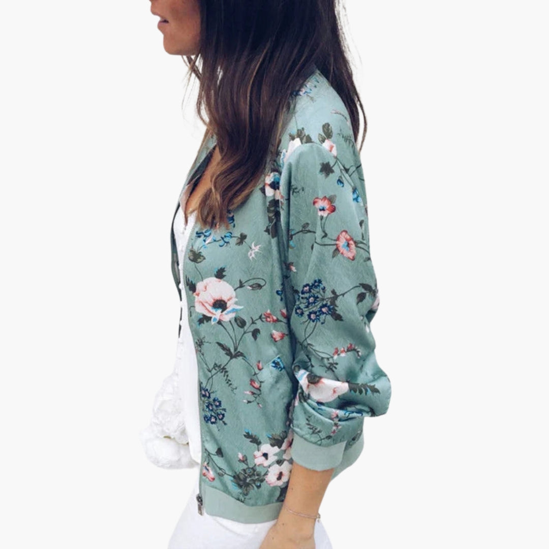 Cazadora bomber mujer con estampado floral