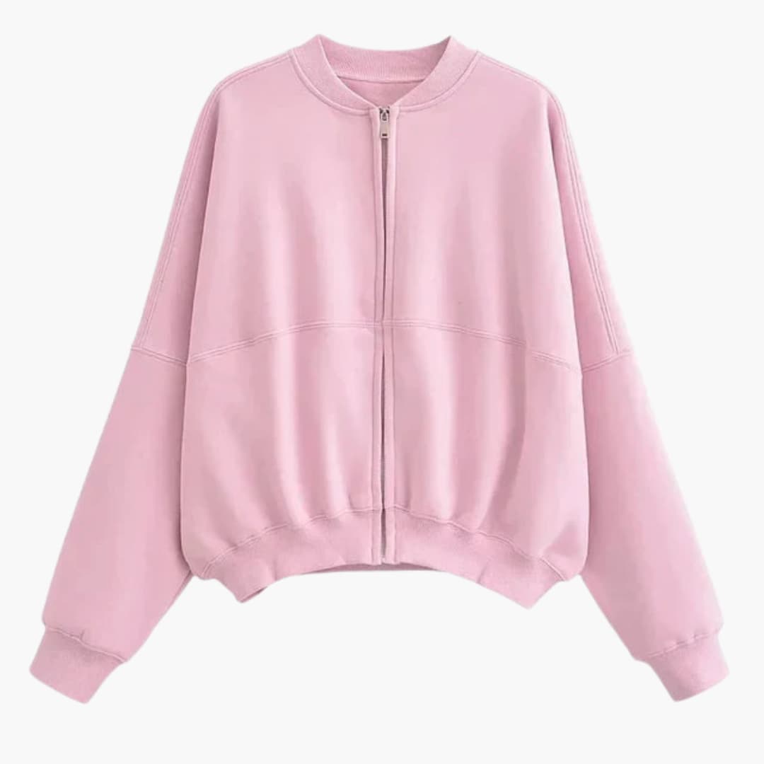 Damen Bomberjacke aus Fleece mit Reißverschluss