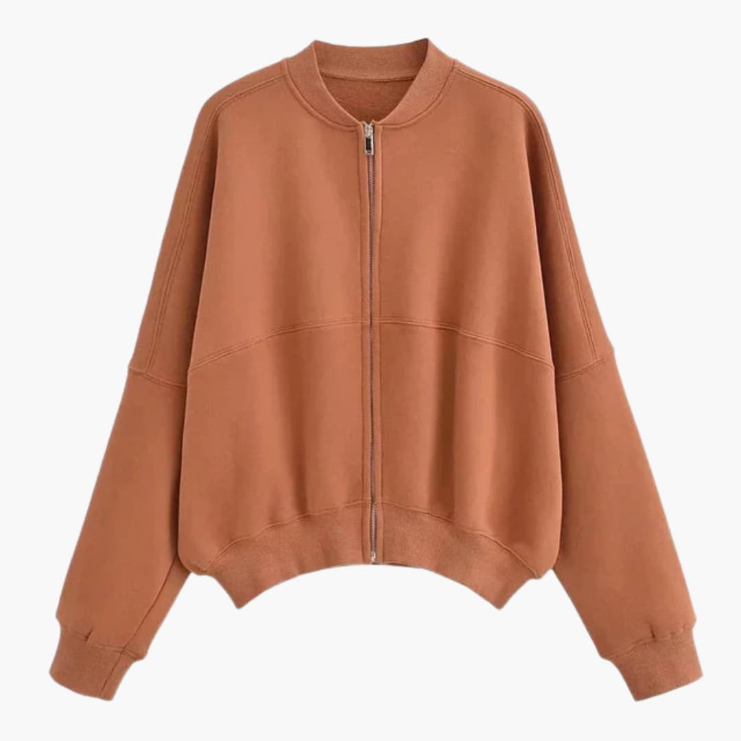 Damen Bomberjacke aus Fleece mit Reißverschluss
