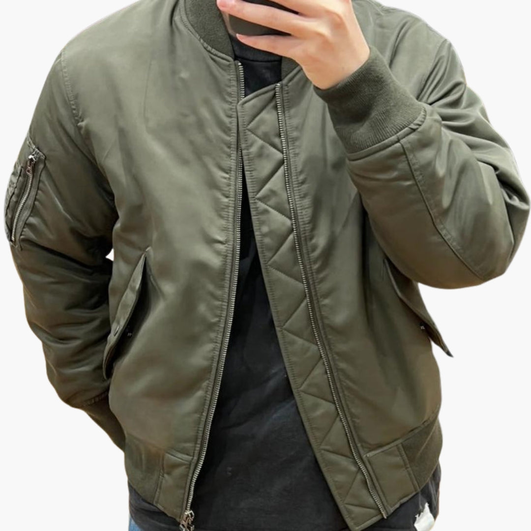 Herren-Bomberjacke mit Reißverschluss und geripptem Saum