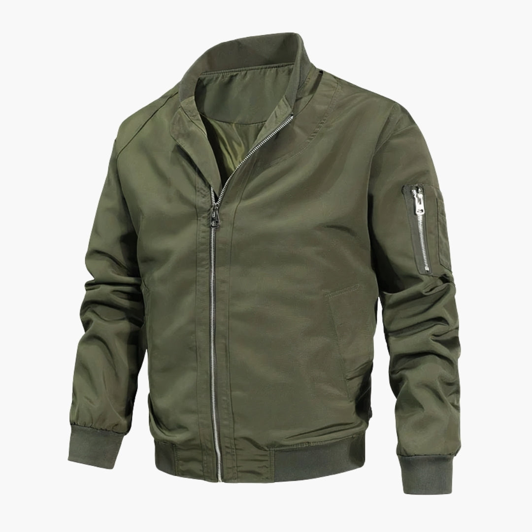 Blouson bomber homme avec bas côtelé et poches zippées