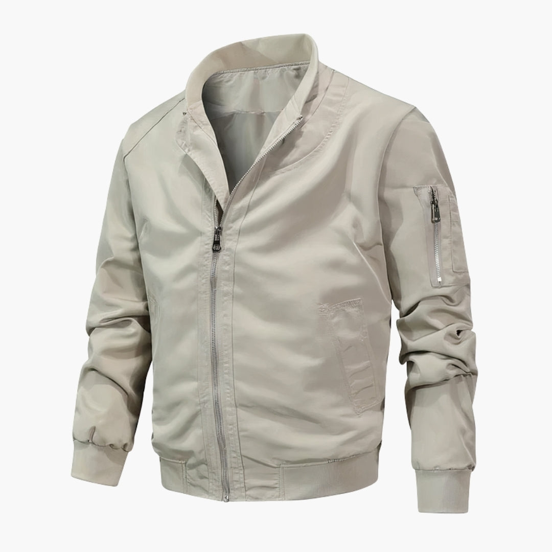 Blouson bomber homme avec bas côtelé et poches zippées