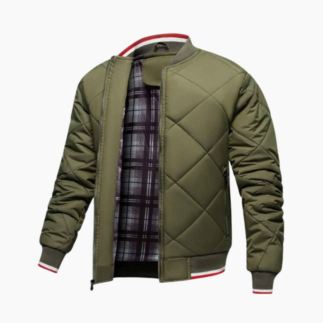 Blouson bomber matelassé homme avec fermeture zippée