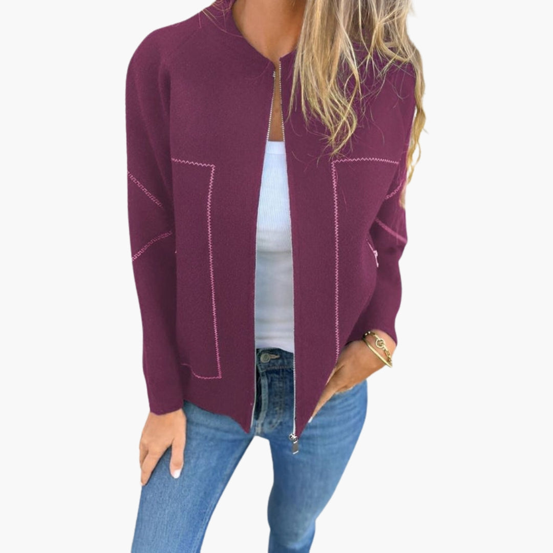 Blouson femme style bomber avec fermeture zippée