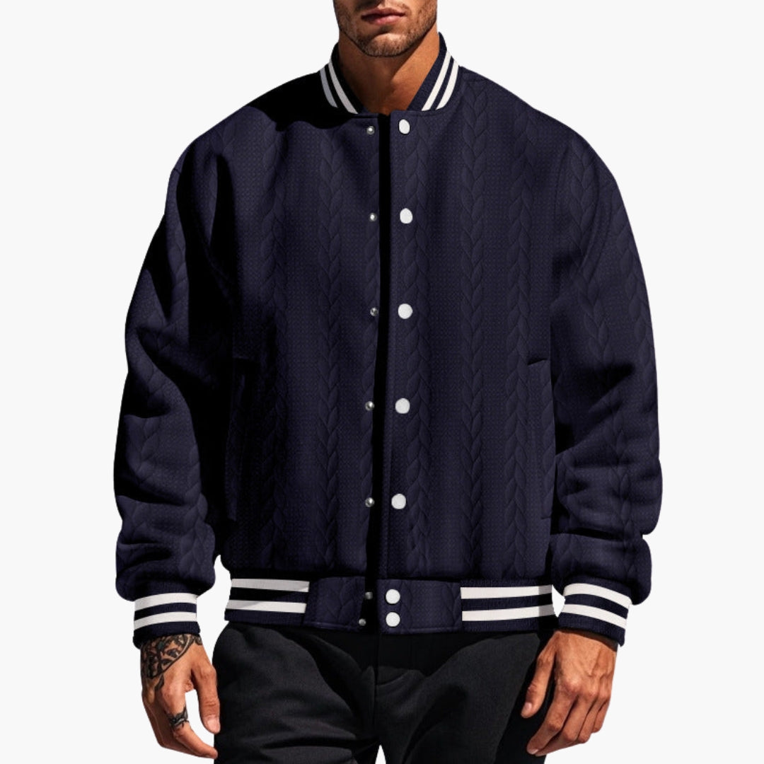 Blouson homme type bomber à surface texturée