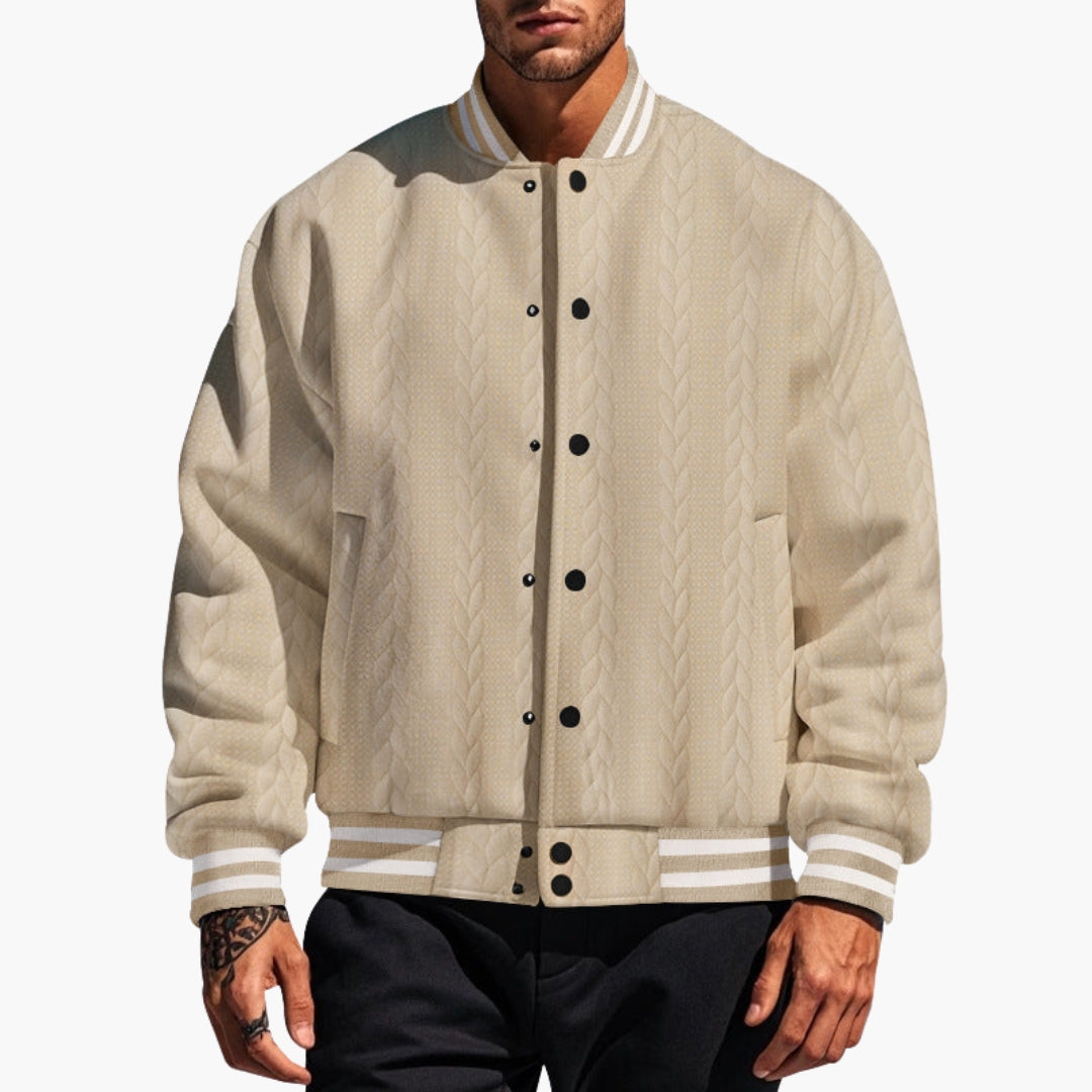 Blouson homme type bomber à surface texturée