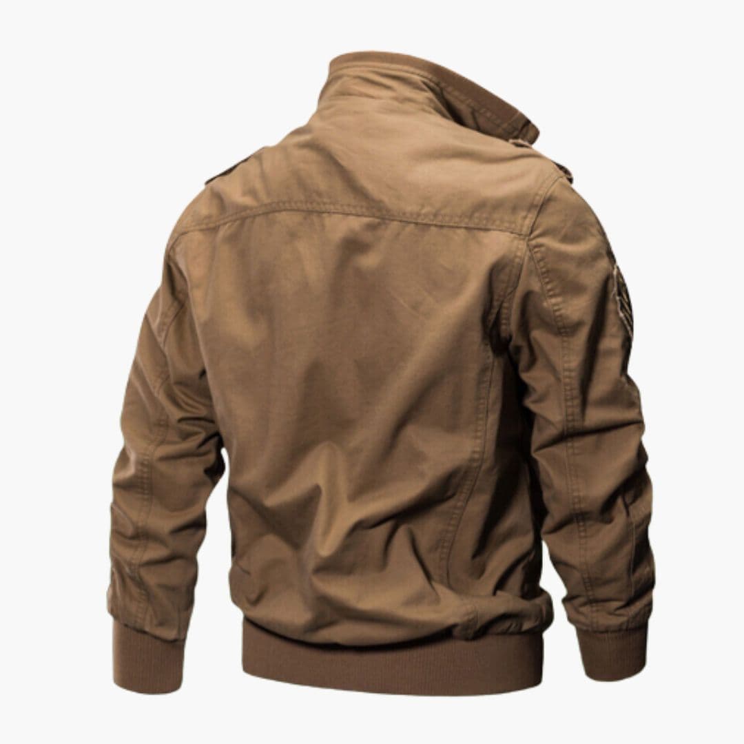 Bomber Homem Militar com Fecho de Eclair e Bolsos Múltiplos