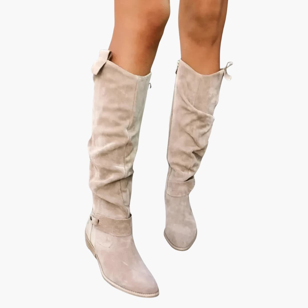Botas altas para mujer con cremallera lateral y tacón bajo