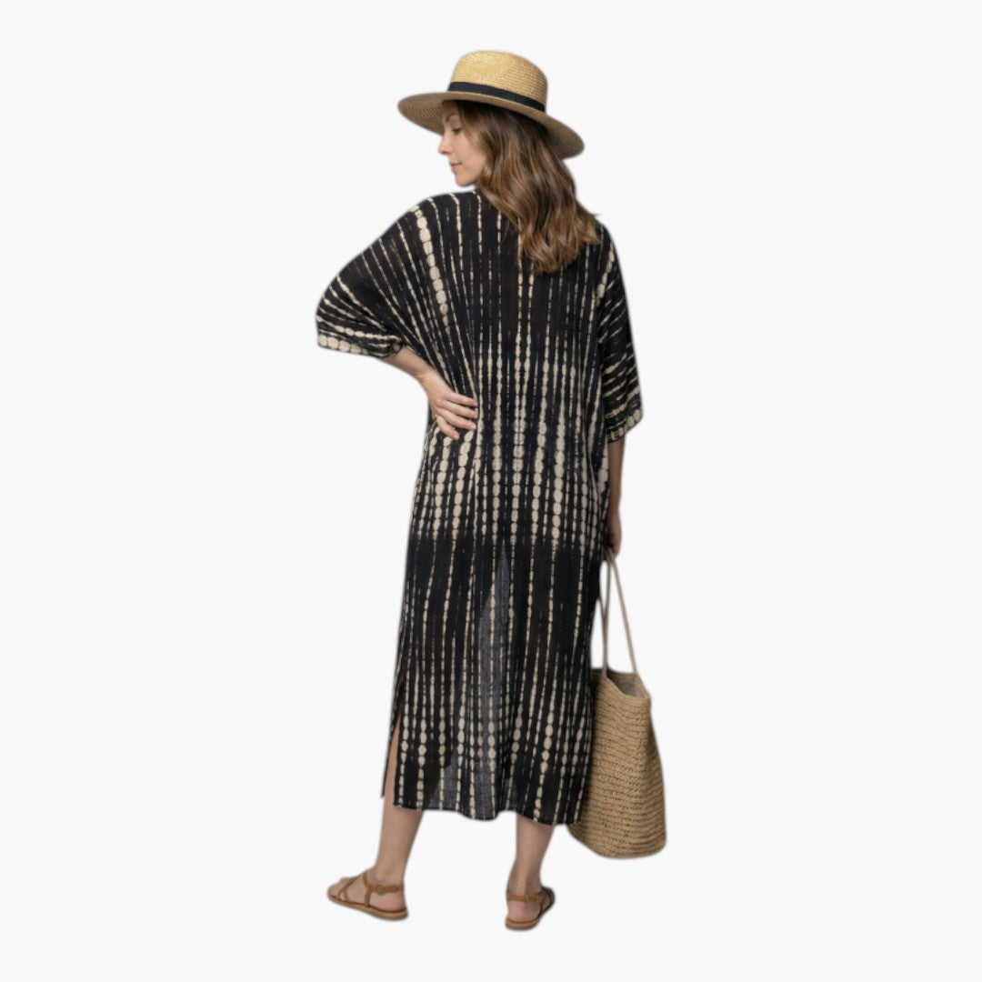 Cache maillot mujer con delantero abierto y mangas tres cuartos