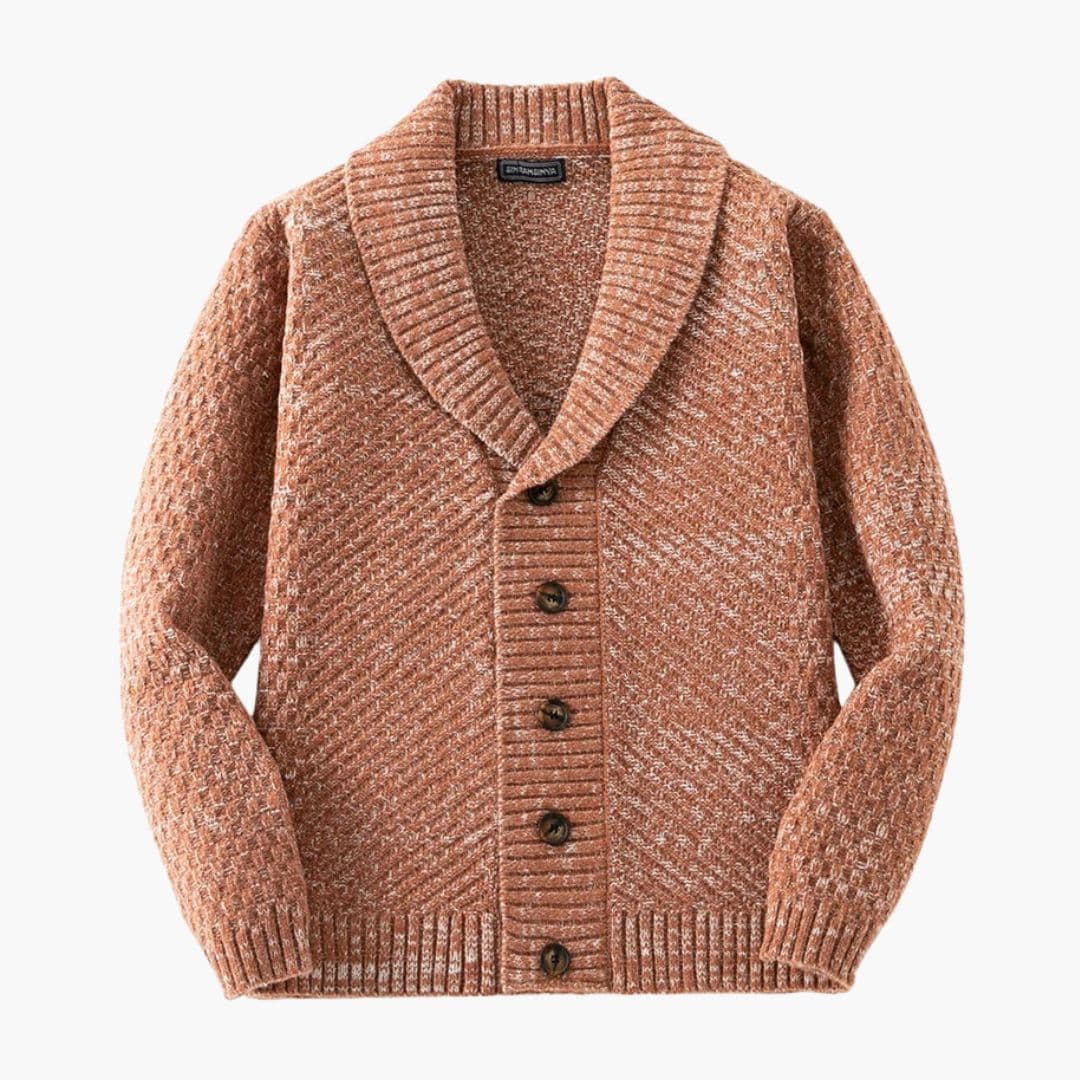 Cardigan trøje til mænd med sjalskrave