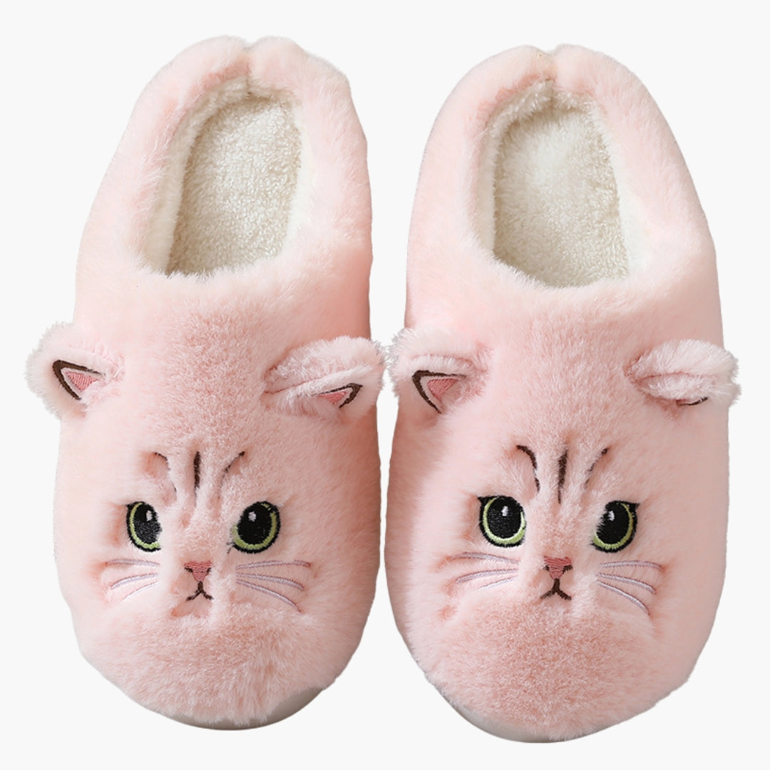 Chaussons Femme Motif Chat à Bout Fermé