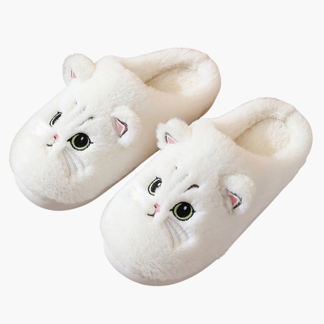 Chaussons Femme Motif Chat à Bout Fermé