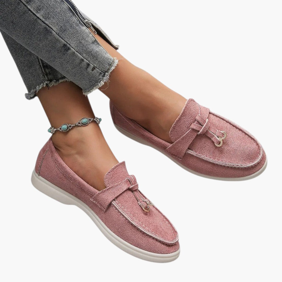 Chaussures Femme Mocassins a Finition Suédée et Semelle Plate